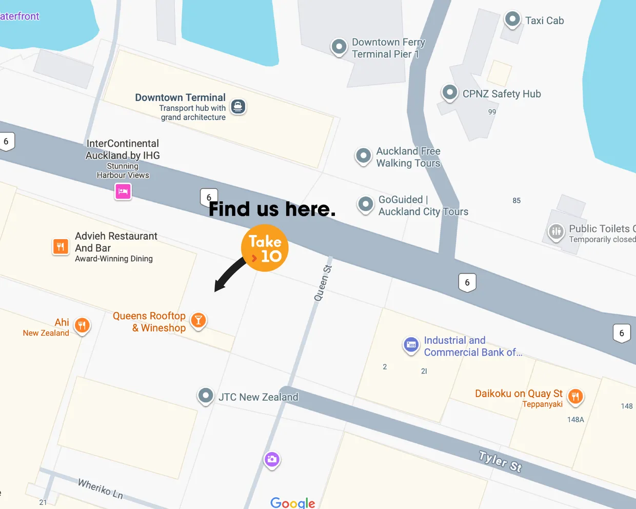 Take 10 Auckland location map